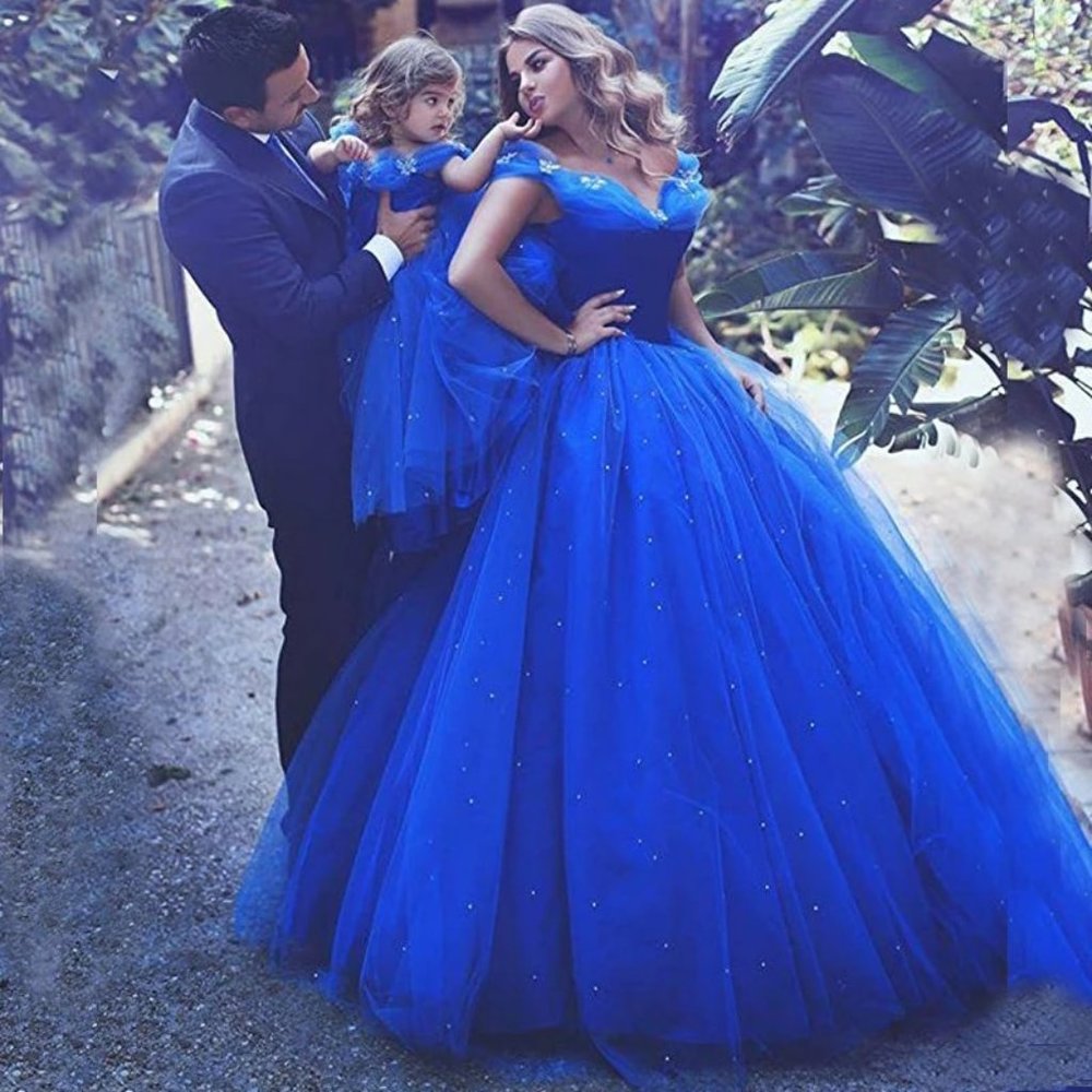 NEW Beautiful Sparkling Bling Rhinestone Blue Cinderella Gown Flower Gir… - Picture 5 of 14